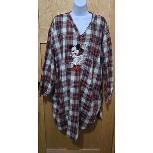 Vintage Mickey Inc Plaid Long Sleeve Tunic With Embroidered Mickey Mouse Design